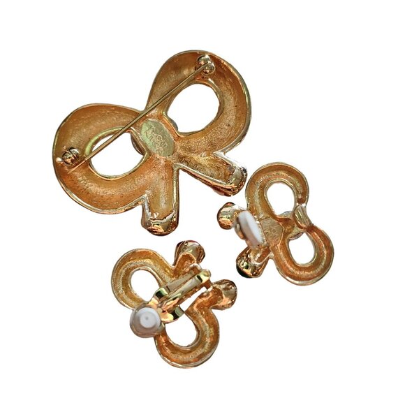 Joan Rivers signed elegant BOW~RiBBON pin ~2-1/4 x 1-15/16  Vintage Joan Rivers Signed Bow Set Brooch (A4097)